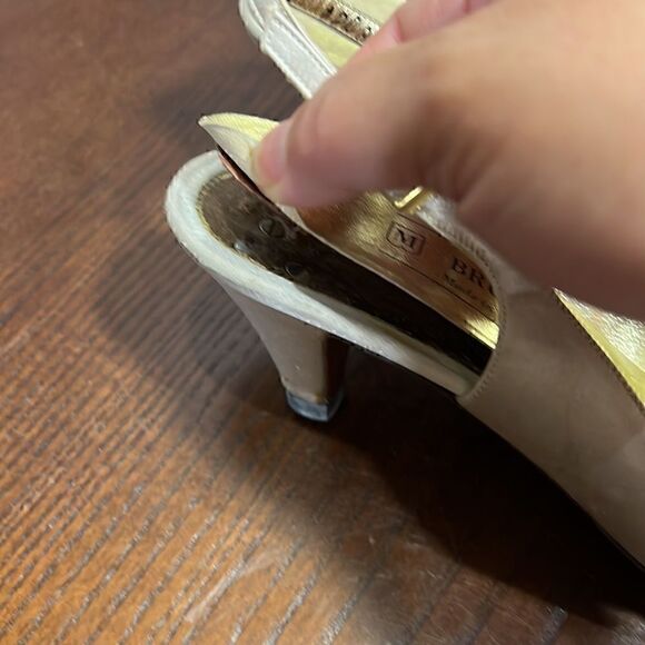 - 6.5 aaa BRUNO MAGLI vintage sling back peep toe sateen sandals GUC - Picture 12 of 13